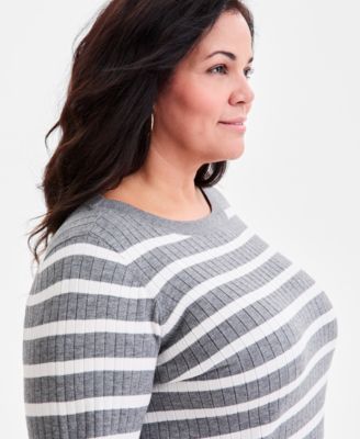 Plus Size Legacy Stripe Long-Sleeve Sweater, Macy's Exclusive 