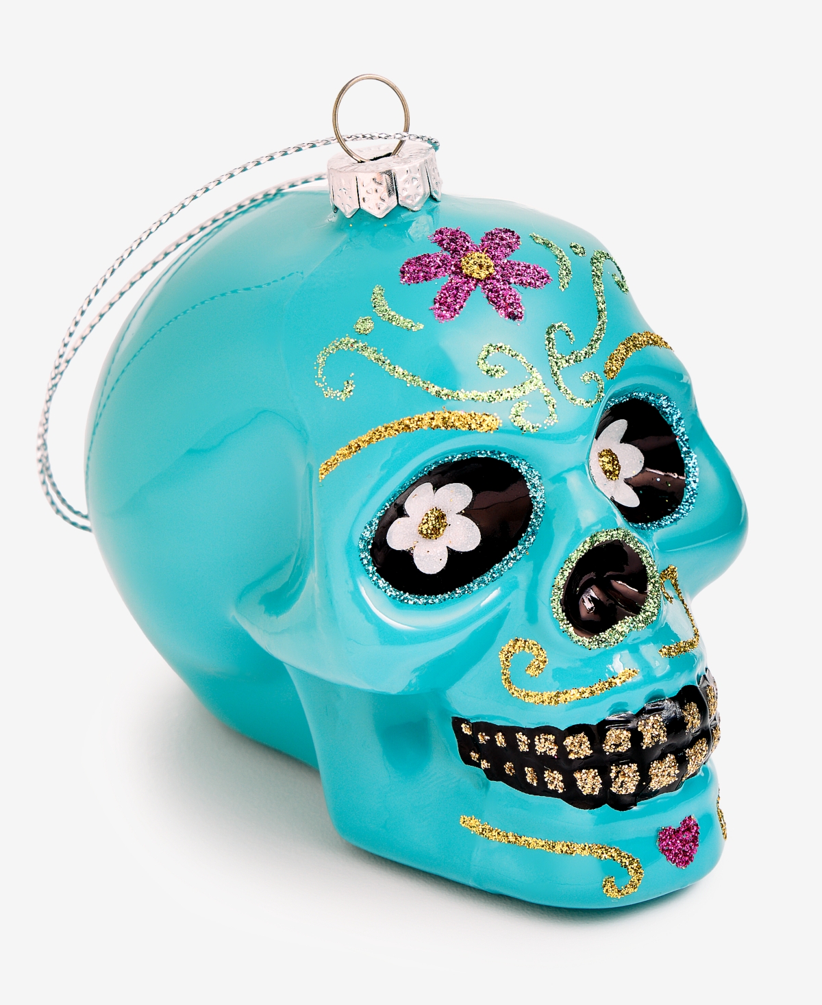Holiday Lane Day Of The Dead Glass Skull Ornament, Macy's Exclusive In Multi