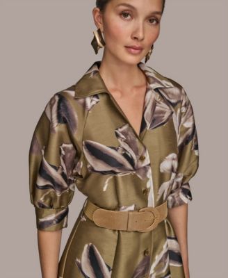 Women's Floral-Print A-Line Shirtdress