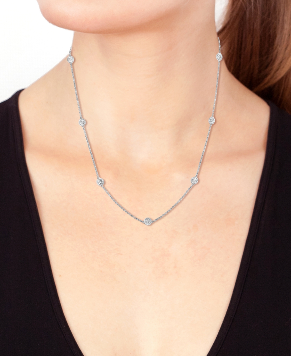 Effy Collection Effy Lab Grown Diamond Station Necklace (2 Ct. T.w.) In 14k White Gold, 20" + 2" Extender In Gold