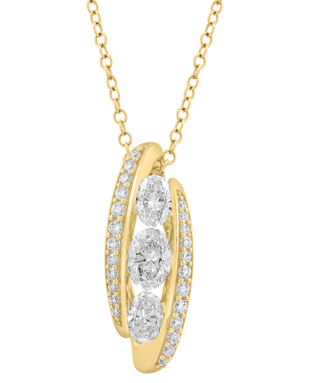 Effy Lab Grown Diamond Pendant Necklace (7/8 ct. t.w.) in 14k Yellow Gold, 17" + 1" extender - Yellow Gold