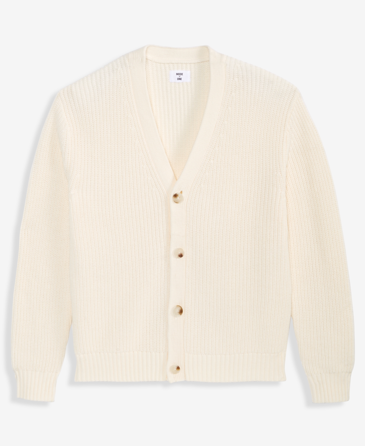 Mode Of One Men's Shaker-stitch V-neck Cardigan, Macy's Exclusive In White