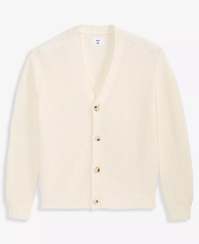 Men's Shaker-Stitch V-Neck Cardigan - thumbnail 6