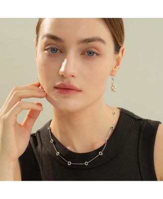 Sterling Silver Dari Onyx Flower Necklace