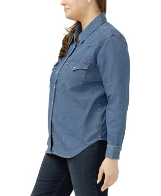 Plus Size Western Denim Shirt