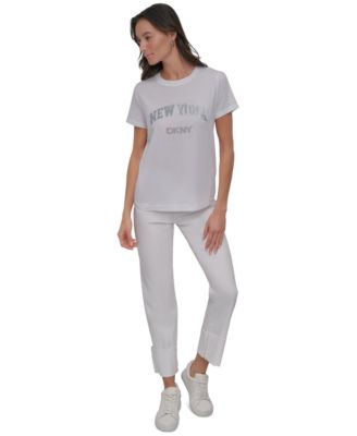 DKNY Jeans - Women's New York Rhinestone Logo T-Shirt