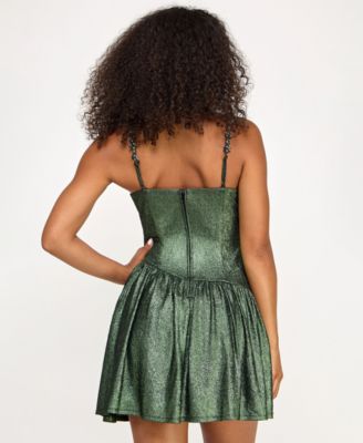 Juniors' Rhinestone-Strap Fit & Flare Dress