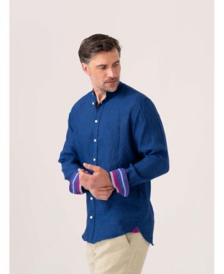 Men's Linen Grandfather Collar Shirt