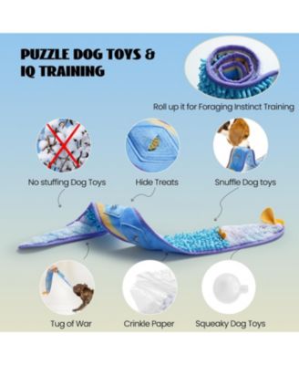 Blue Ribbon Eel Snuffle Dog Toy,Christmas gift,No Stuffing Squeaky Long Snake,Crinkle/Snuffle/Tug Toy for All Breeds