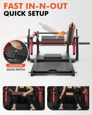 800LBS Plate-Loaded Hip Thrust Machine - Heavy Duty Glute Builder with Adjustable Footboard & Weight Storage