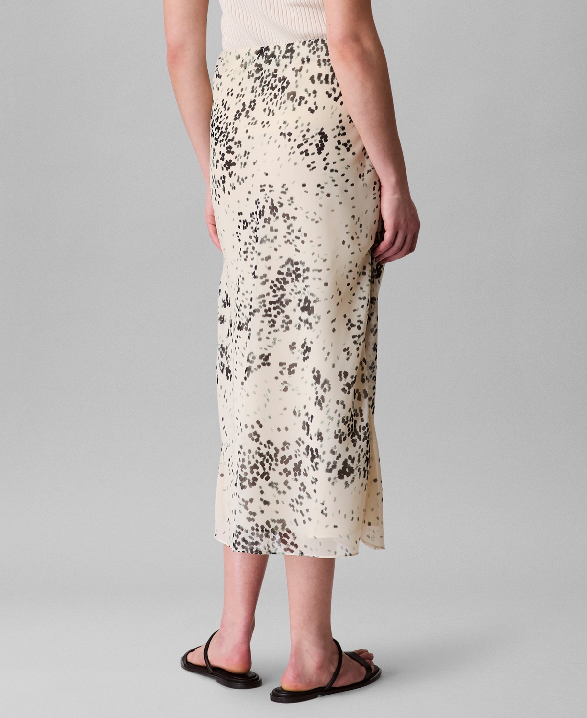 Calvin Klein Women's Printed Chiffon Midi Slip Skirt In Neutral