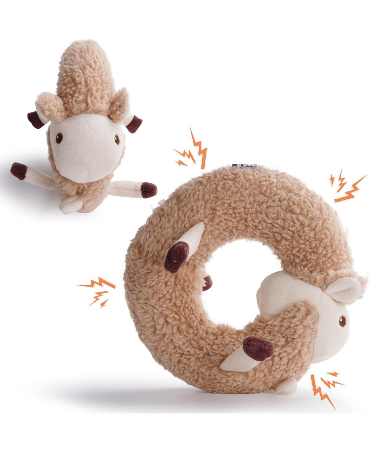 Alpaca Squeaky Plush Circle Dog Toy, Ultra-soft Fur with Built-in Ring Squeaker, Interactive Pet Toy for All Breeds Sizes.
