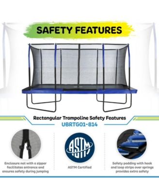 8' X 14' Gymnastics Style, Rectangular Trampoline Set with Premium Top-Ring Enclosure System - Blue/Black