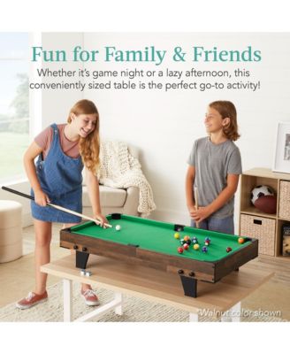 40in Tabletop Billiard Table, Pool Game Table w/ 2 Cue Sticks, Ball Set, Storage Bag