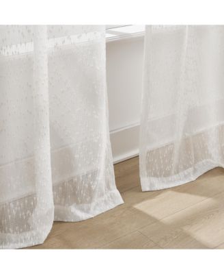 Aileen Textured Raindrop Sheer Window Curtain Panels White Pair 38x84