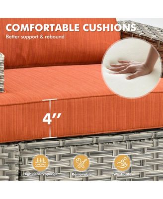 10 Pieces Outdoor Patio Furniture Set,Rattan Sectional Sofa Couch,Outside Coversation Set with Swivel Chairs,54" Fire Pit and Solar Coffee Table