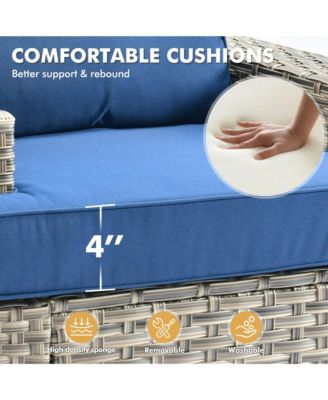 10 Pieces Outdoor Patio Furniture Set,Rattan Sectional Sofa Couch,Outside Coversation Set with Swivel Chairs,54" Fire Pit and Solar Coffee Table