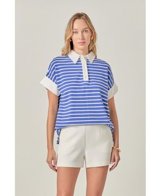 Women's STRIPE COLLAR SWEATSHIRT