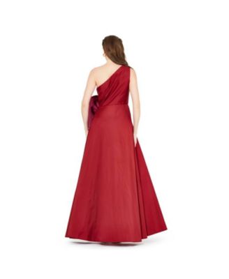 Women's One Shoulder Dress With Cascading Ruffle Flower Detail