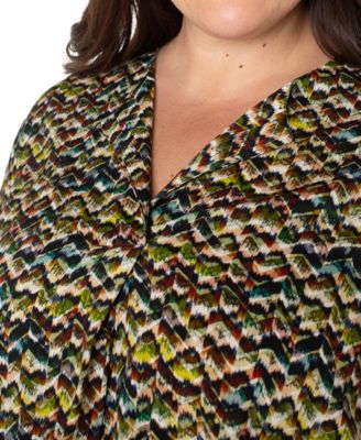 Trendy Plus Size Printed 3/4-Sleeve Top 