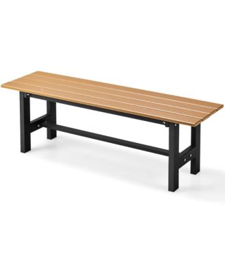 Outdoor HDPE Bench w/ Metal Frame 47'' x 14'' x 16'' for Yard Garden