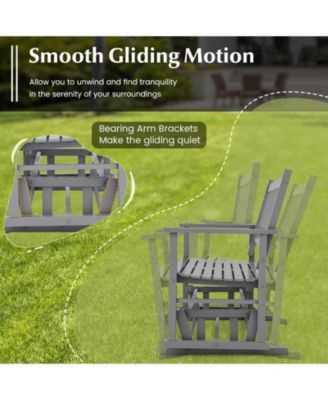Patio Glider Loveseat Chair Swing Rocking Bench w/ Curved Backrest & Slatted Seat