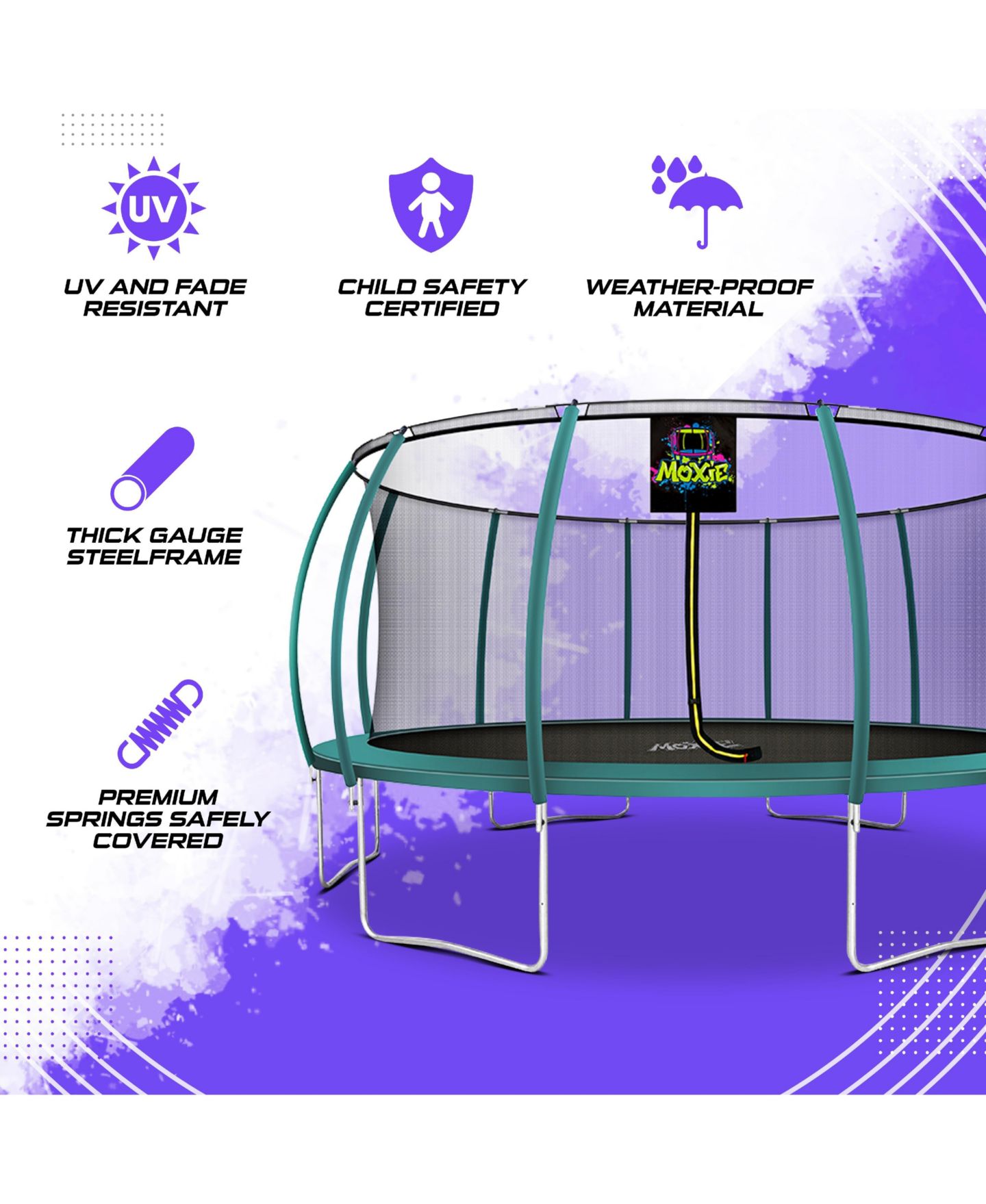 Детская игрушка PlexaLife Pumpkin-Shaped 16 Ft Trampoline with Safety Enclosure, Ages 8+, цвет: Тёмный зелёный — фото 4