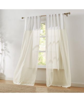 Brigitte Embroidery Eyelet Scalloped Edge Window Curtain Panels Neutral Pair 38x84