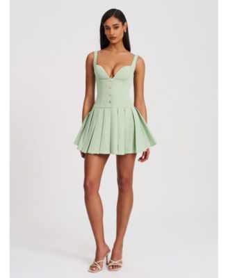 Women's Tala Pistachio Green Sleeveless Pleated Preppy Mini Dress