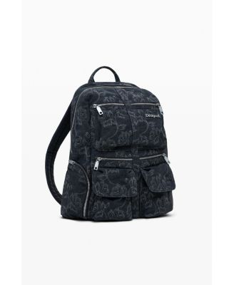 Women's Large embroidered denim backpack