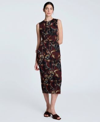 Kenneth Cole - Women's Printed Side-Twist Sleeveless Midi Dress