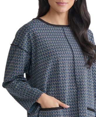 Women's Seamed Pocket-Front Long-Sleeve Top