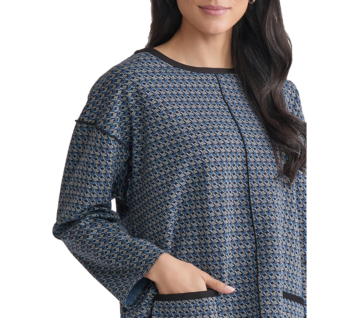 Jones New York Binding Edge Pocket Top In Gray