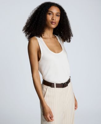 Women's Satin Scoop Neck Sleeveless Top