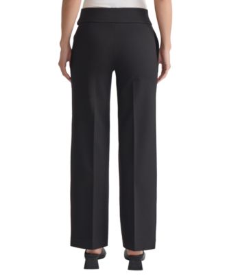 Women's Solid Pintuck Pull-On Wide-Leg Pants