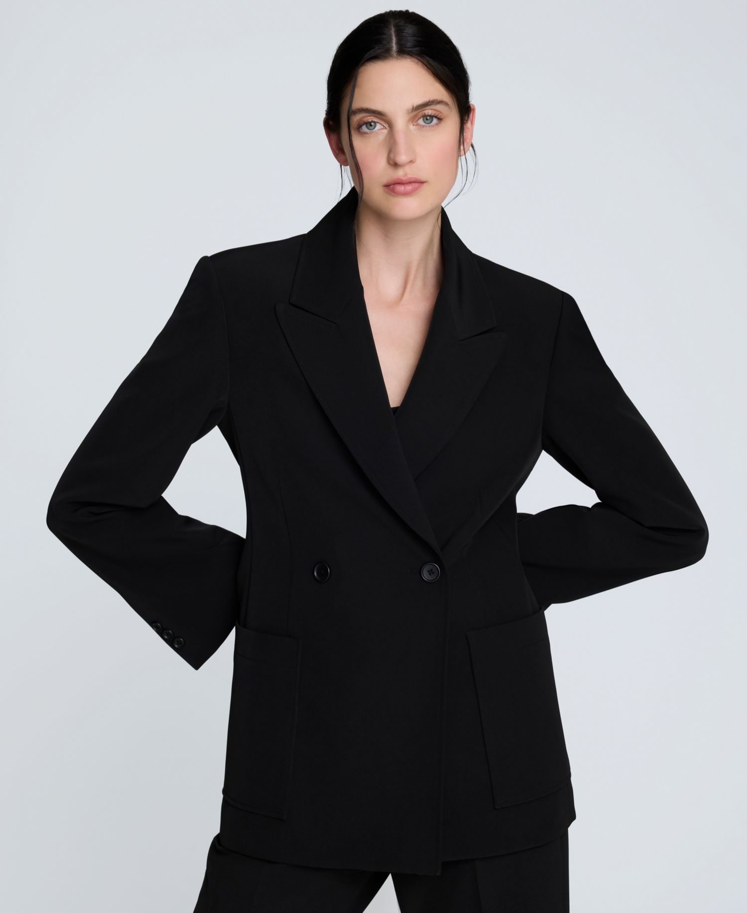 Women's Luxe Twill Double-Breasted Blazer