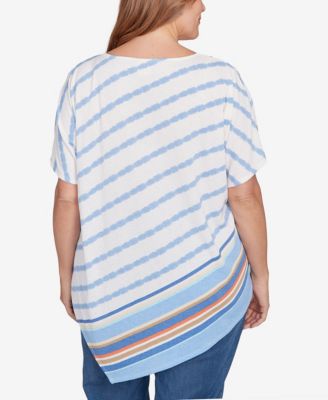 Plus Size Embellished Boho Stripe Top