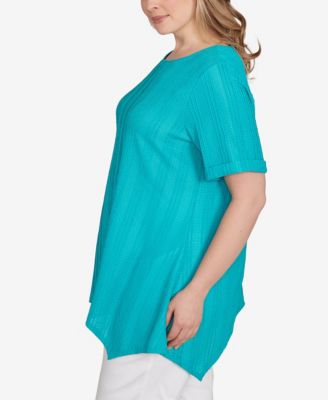 Plus Size Solid Crinkle Knit Top