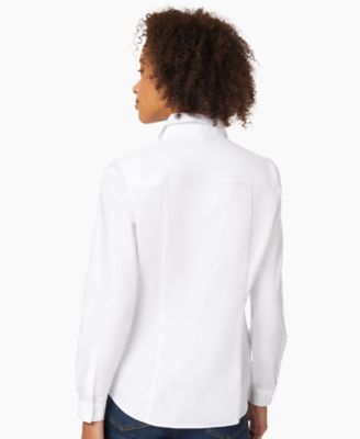 売れ筋商品|||ジョーンズニューヨーク カットソー トップス レディース Women's Easy Care Button Up Long Sleeve Blouse White Jones New York Women's Long Sleeve Easy Care Striped Button