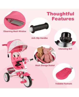 Toddler Tricycle Stroller 6-in-1 Push Trike w/ Removable 5-Position Canopy