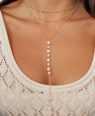 Coastal Mother of Pearl Lariat Necklace