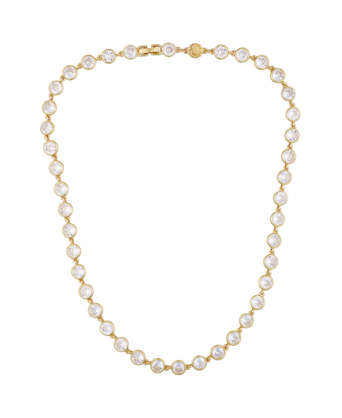 Gold Tone Cubic Zirconia Bezel Necklace - Gold Tone Plated