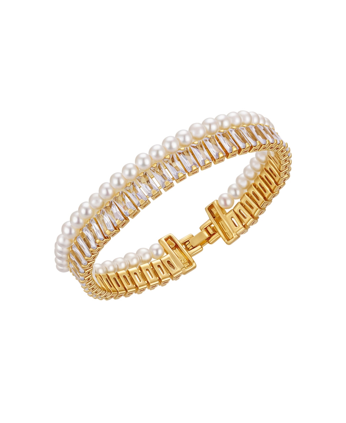 Cultivated Pearl Crystal Bracelet - Gold Tone Plated