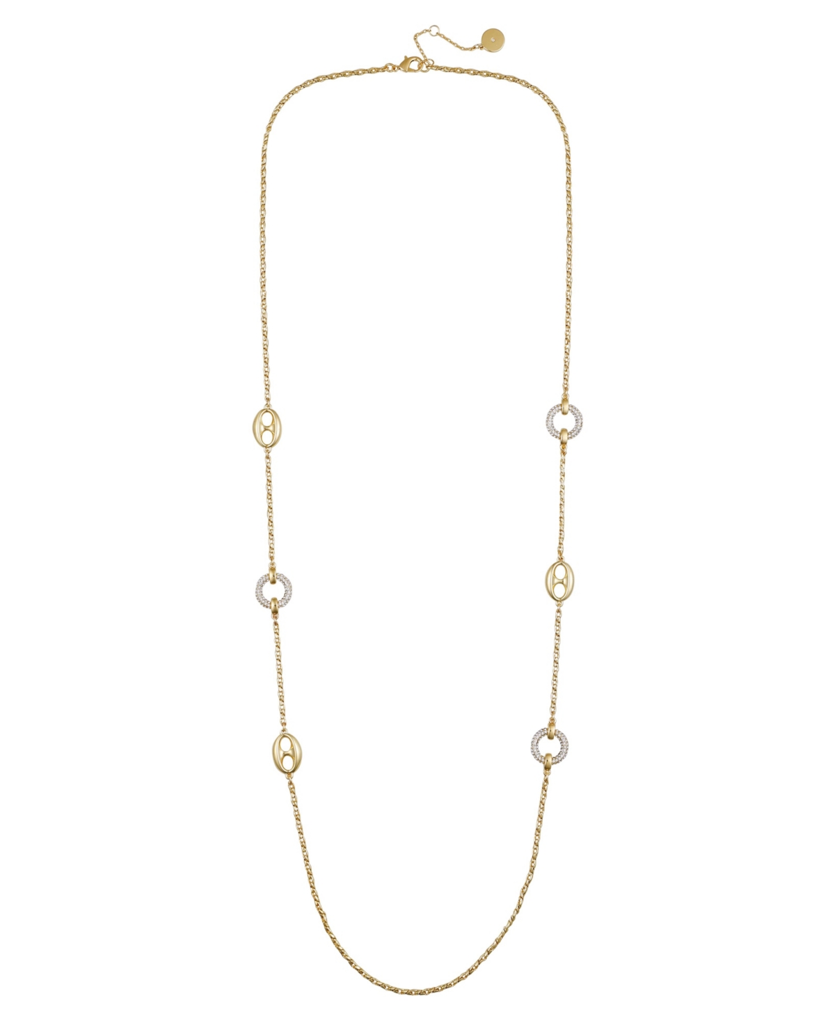 Signature Mixed Link Pave Long Necklace - Gold Tone Plated