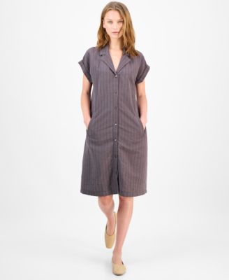 Eileen Fisher - Women's Striped Notched-Collar Shirtdress