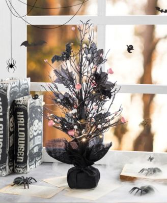 20" Lighted Pink Halloween Berries Table Tree