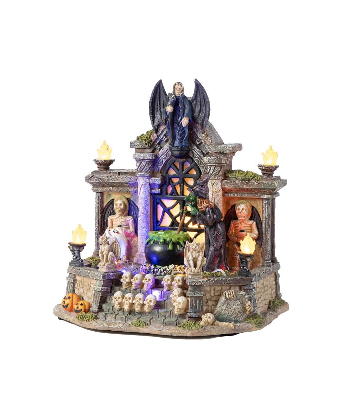 9.75" Lighted Resin Halloween Haunted House Village - Multi