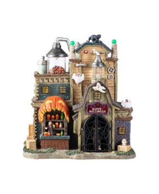 11" Lighted Resin Halloween Haunted House Village