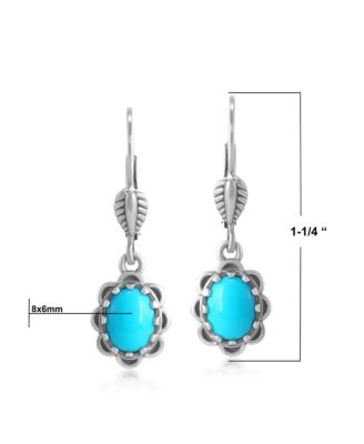 Sterling Silver Kingman Turquoise Concha Lever Back Dangle Earrings