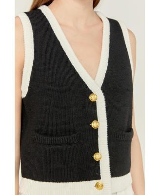Women's Black and white knit vest